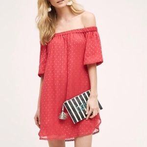ANTHROPOLOGIE TRYB CORAL AND GOLD DRESS
